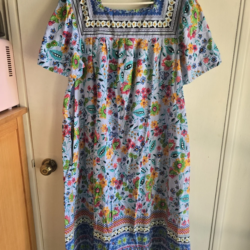 Expressions Cotton Mumu Lounge Dress With Pockets Medium - Picture 5 of 6